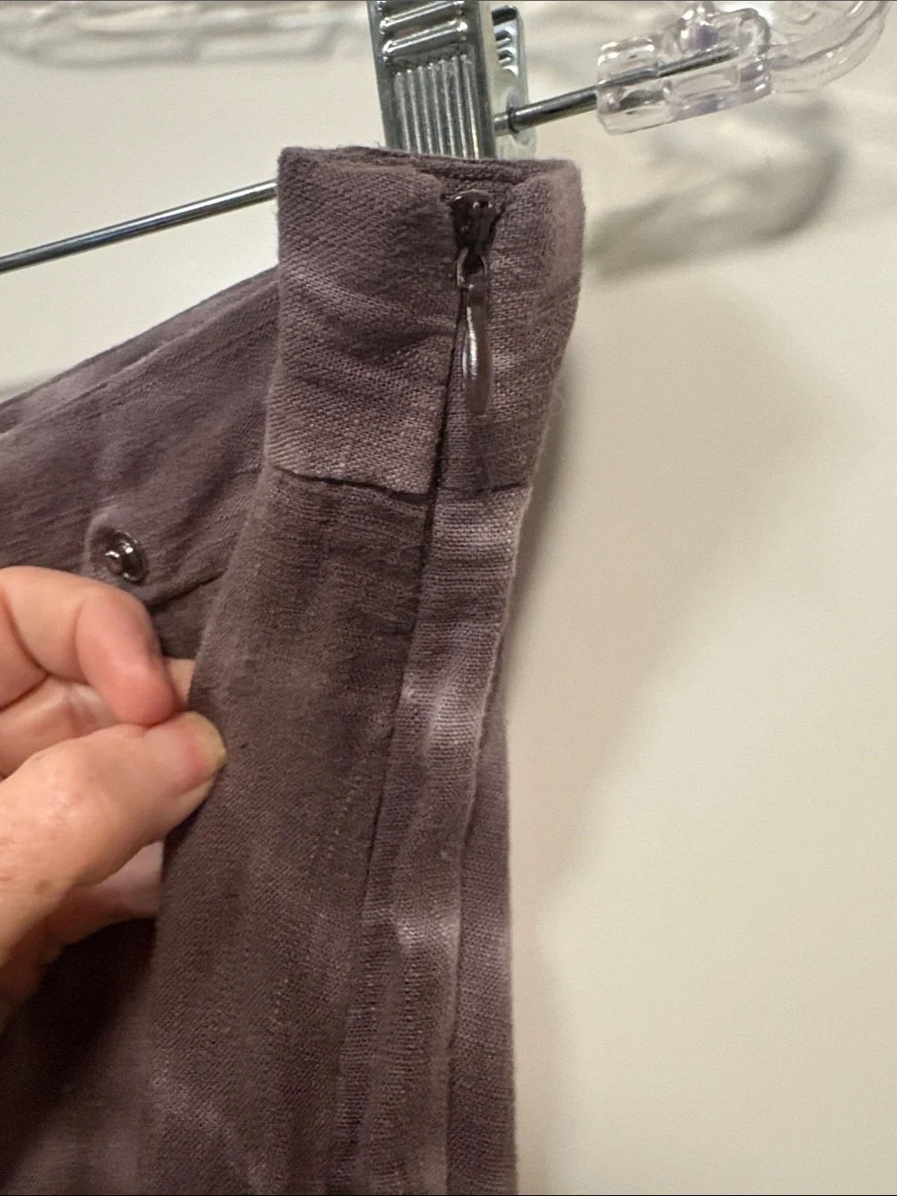Zara Taupe Tie-Dye Wrap Wide-Leg Linen Blend Pants L